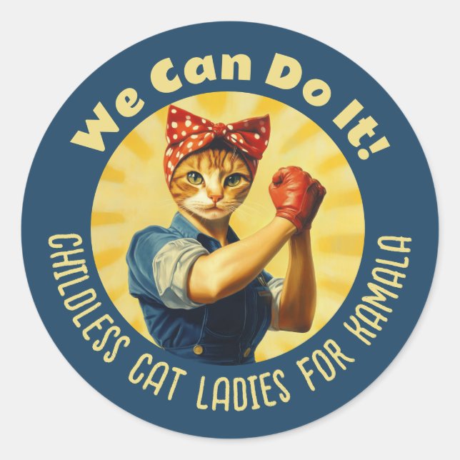 Adesivo Rosie The Riveter Cat Ladras Para Kamala Harris (Frente)