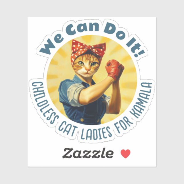 Adesivo Rosie The Riveter Cat Ladras Para Kamala Harris (Folha)