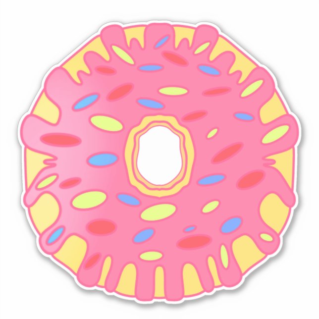 Adesivo Rosquinha Coberta com Glacê Rosa (Frente)
