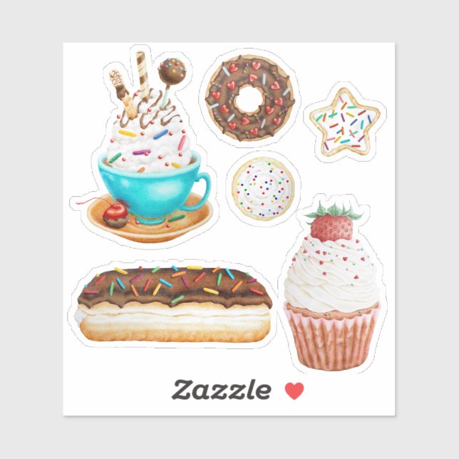Adesivo Rosquinha Cupcake Cookies Stickers de Marcella Che (Folha)