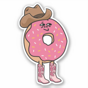 Adesivo Rosquinha De Cowgirl, Espingardas Rosa Engraçadas