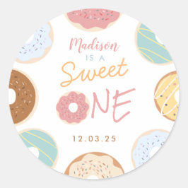 Adesivo Rosquinha de Pastel Moderno e Bonita Primeiro Aniv
