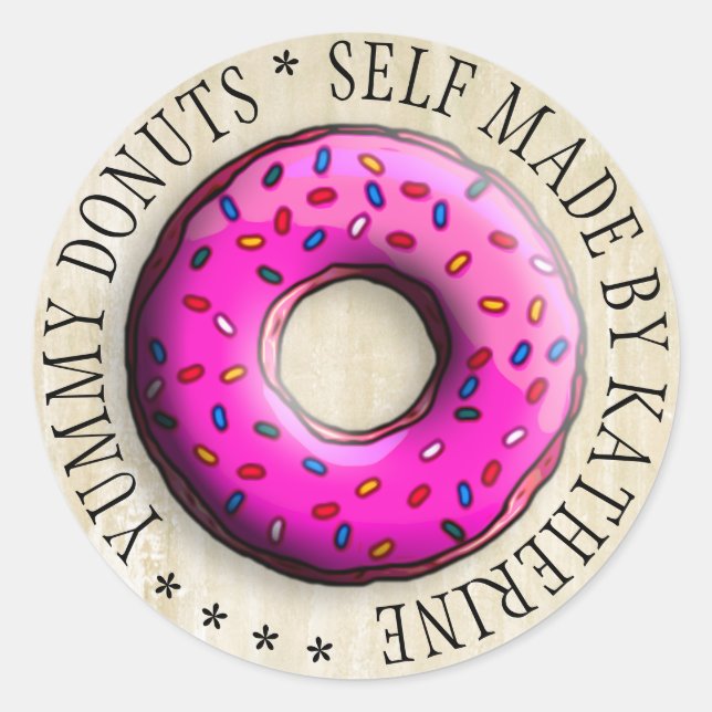 Adesivo Rosquinha pálida com aspersores coloridos + suas i (Frente)