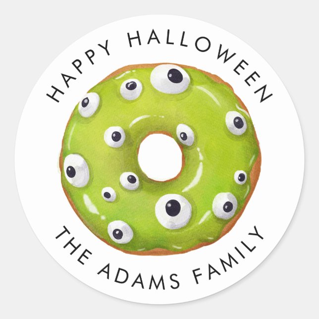 Adesivo Rosquinha Verde Feliz Halloween Gooey (Frente)