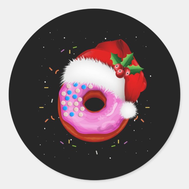 Adesivo Rosquinha Vestindo Papai Noel Feliz Natal Dough (Frente)
