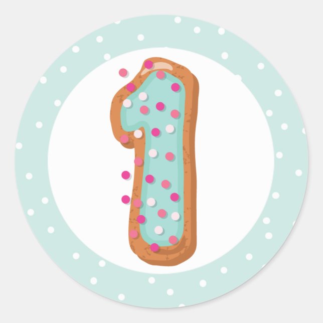 Adesivo Rosquinhas Cifradas Azuis Número 1 Um Bebê Primeir (Frente)