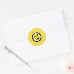 Adesivo Rosto amarelo feliz sorridente manchado legal