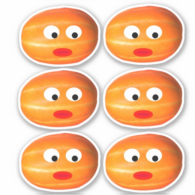 Adesivo Rosto de abóbora de melão laranja, cor de laranja, (Frente)