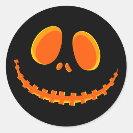 Adesivo Rosto de Abóbora Feliz de Halloween Preto e Laranj