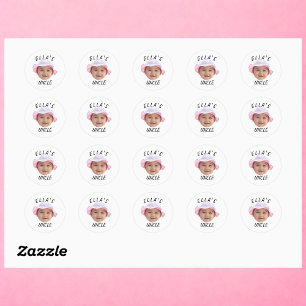 Adesivo Rosto de Bebê Personalizado Foto Texto Novo Tio