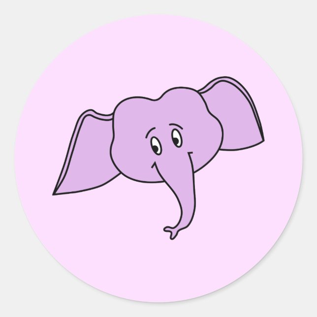 Adesivo Rosto De Elefante Roxo. Cartoon. (Frente)