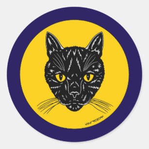 Adesivo Rosto de Gato Negro