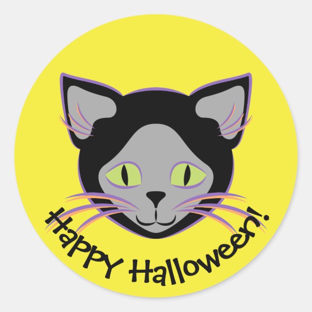 Adesivo Rosto de Gato Negro Halloween (Frente)