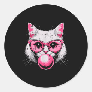 Adesivo Rosto de Gato Rosa Gles Chiclete Cute Kitty Mulher