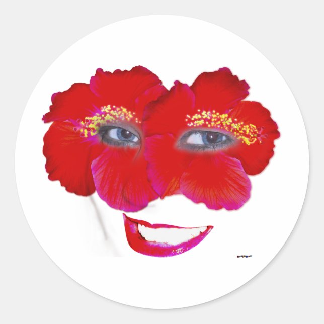 Adesivo Rosto de Hibiscus com Sorriso - Vermelho (Frente)