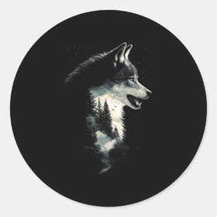 Adesivo Rosto de lobo floresta natureza animais pássaro ui