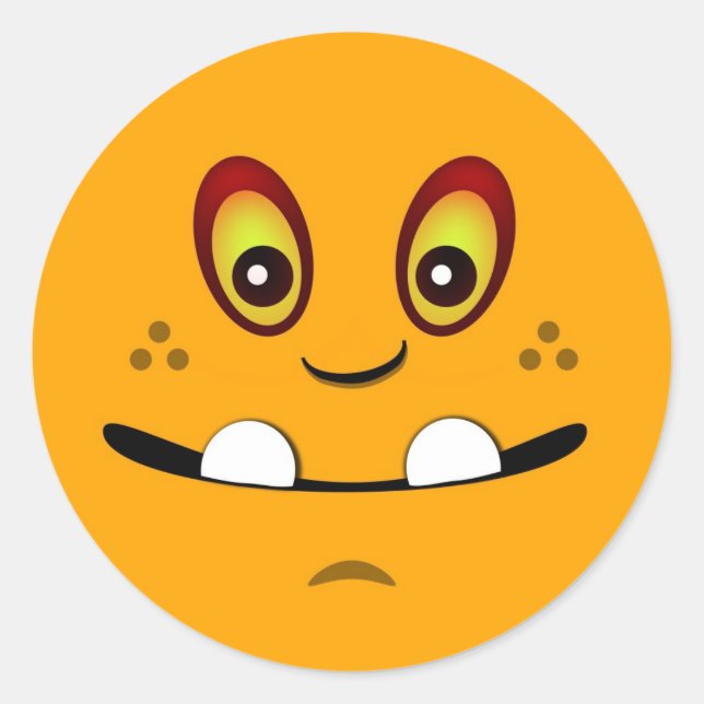 Adesivo Rosto de Monstro Laranja Bonito com Subbite (Frente)