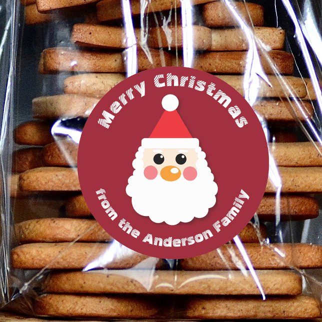 Adesivo Rosto de Papai Noel de Desenho Animado Fofo Natal (Criador carregado)