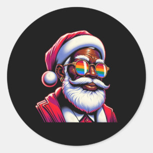 Adesivo Rosto de Papai Noel Gay Colorido Retro Óculos de S
