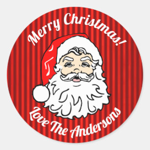 Adesivo Rosto de Papai Noel Retrô Vermelho Personalizado