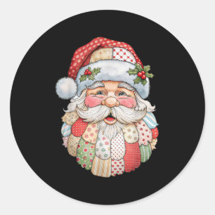 Adesivo Rosto de Papai Noel Vintage Remendado Arte Folclór