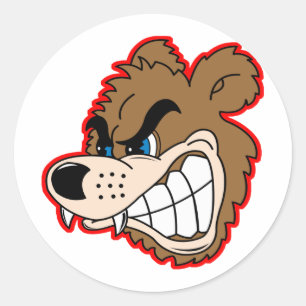 Adesivo rosto de urso rosnando com raiva