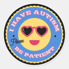 Adesivo Rosto do Emoji de Aceitação do Autismo Com Óculos 