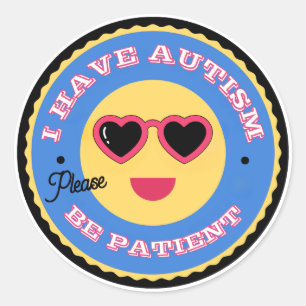 Adesivo Rosto do Emoji de Aceitação do Autismo Com Óculos
