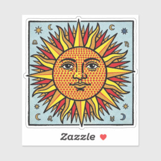 Adesivo Rosto do Sol Celestial em Estilo de Arte Pop Comic