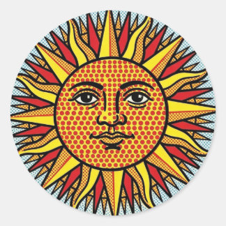 Adesivo Rosto do Sol Celestial Estilo Pop Art de Desenho A