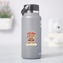 Adesivo rosto expressivo de desenho animado bege excêntric