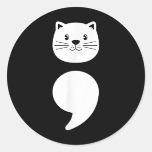 Adesivo Rosto Gato Bonito, Semicolon - Consciência Mental