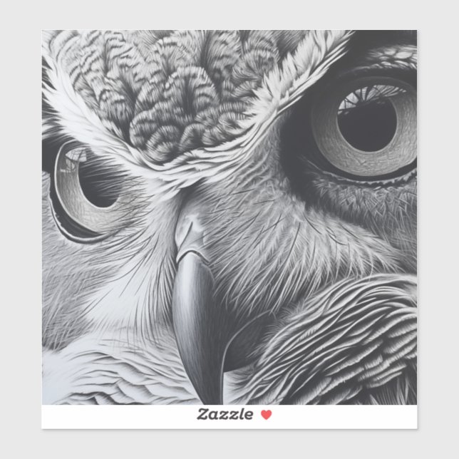 Adesivo Rosto preto e branco de coruja (Folha)