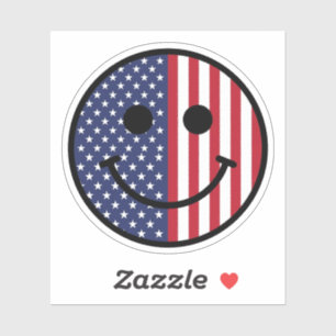 Adesivo Rosto Sorridente Patriótico Bandeira Americana Ver