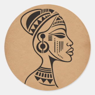 Adesivo Rosto Tribal Africano Abstrato | Arte de Linha Min