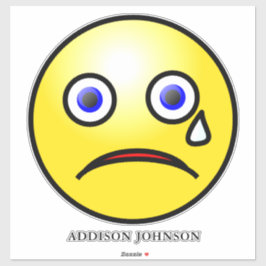 Adesivo Rosto Triste Emoji Amarelo Rosto Adicione Nome 14"