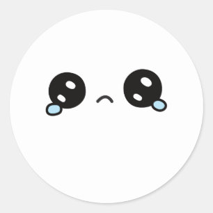 Adesivo Rosto Triste Fofo com Lágrimas se Formando