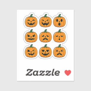 Adesivo Rostos de Abóbora Fofos Desenho de Halloween