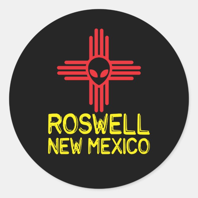 Adesivo Roswell Novo México Cabeça de Alienígena Zia (Frente)