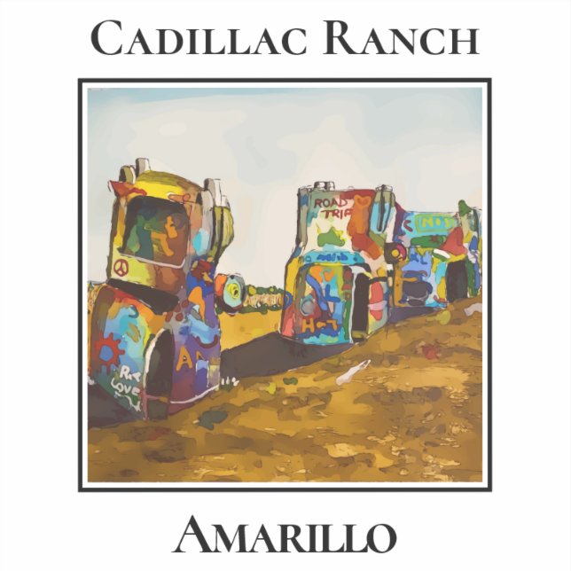 Adesivo Rota 66, Cadillac Ranch, Amarillo Texas (Frente)