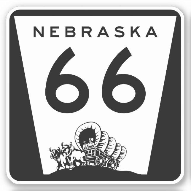 Adesivo Rota 66 - Sinal de Viagem do Nebraska (Frente)