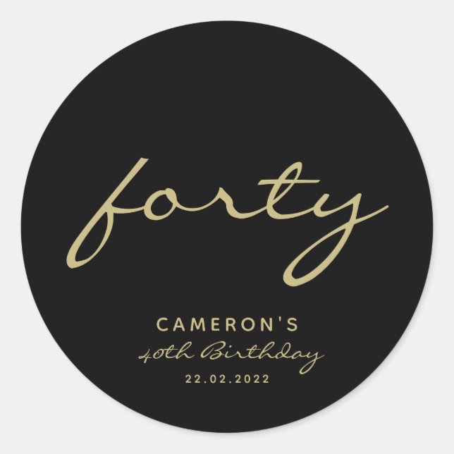 Adesivo Rota Clássica de Aniversário Dourada e Negra (Frente)