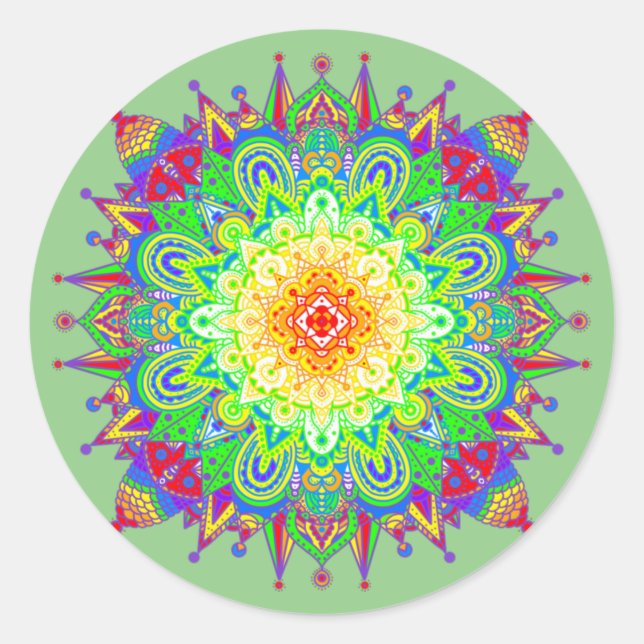 Adesivo Rota Clássica Psicodélica Zen Mandala Abstrato Art (Frente)