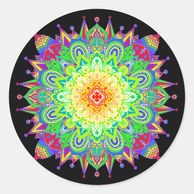 Adesivo Rota Clássica Psicodélica Zen Mandala Abstrato Art (Frente)