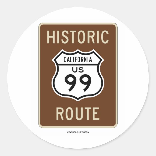 Adesivo Rota histórica US Highway 99 (Califórnia) (Frente)