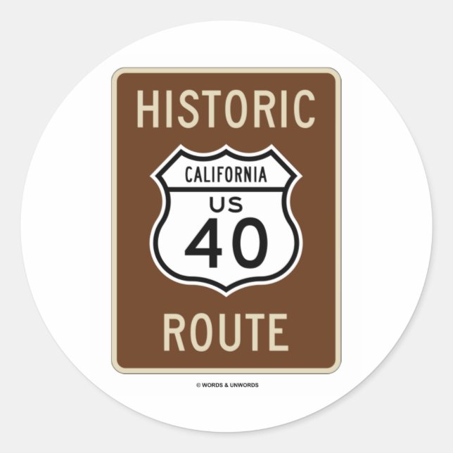 Adesivo Rota histórica US Highway Route 40 (Califórnia) (Frente)