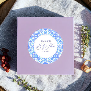 Adesivo Roteiro de Chá de Bebê com Azulejos Azuis Italiano