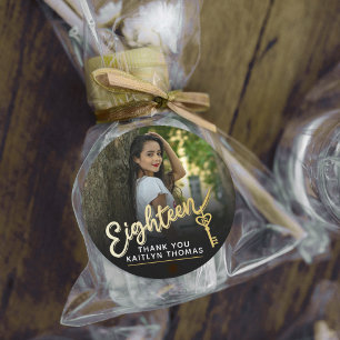 Adesivo roteiro de foto de 18º aniversário efeito ouro 18 