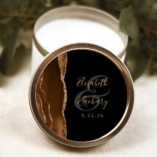 Adesivo Roteiro de Geodo de Ágata Mocha Marrom Dourado Pre