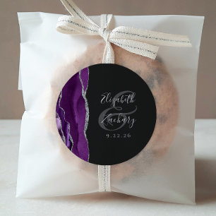 Adesivo Roteiro de Geodo de Ágata Roxo Prata Casamento Esc
